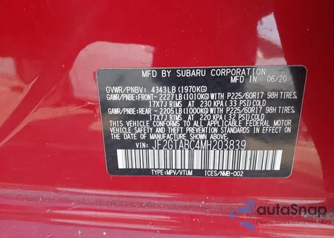 2021 Subaru Crosstrek from USA, damaged, VIN JF2GTABC4MH203839